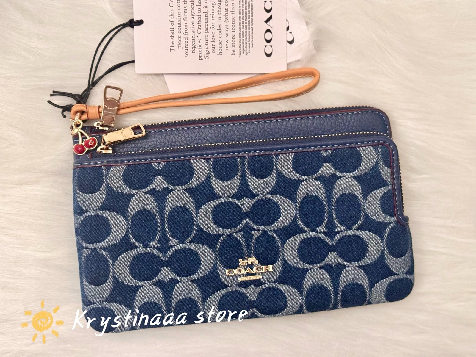 NWT Coach Double Zip Wallet In Signature Denim