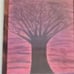 Handmade Framed Pencil Art Winter Evening Tree Original Colored Drawing