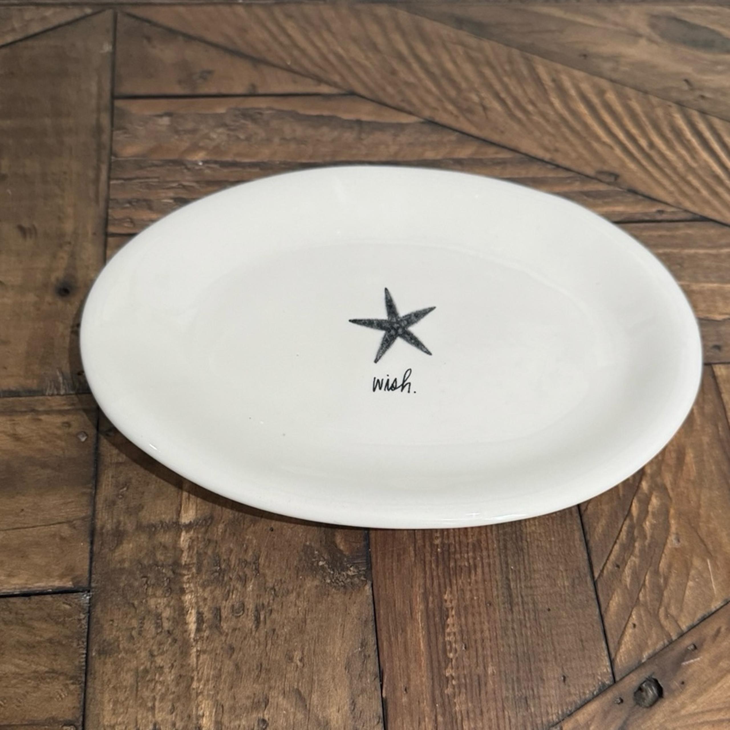 RAE DUNN OVAL STAR WISH APPETIZER SNACK DISH / PLATE- 8" x 5 1/2"