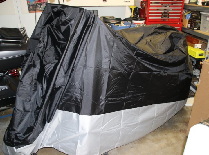 All Season Black Waterproof Sun Motorcycle Cover, Fits up to 108 Motors