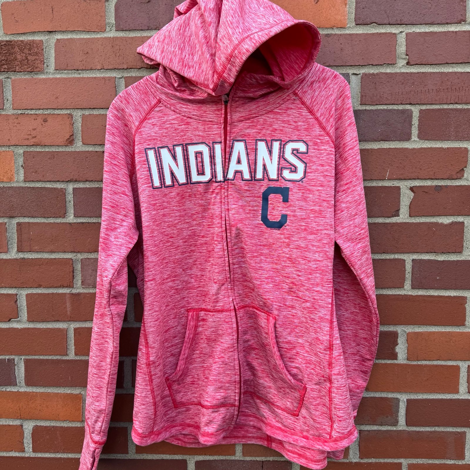Cleveland Indians G-111 4Her Carl Banks Red Full Zip Hooded Sweatshirt Ladies XL