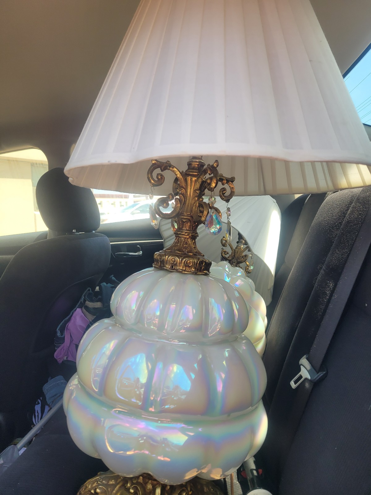 2 hollywood regency vintage blown glass lamps