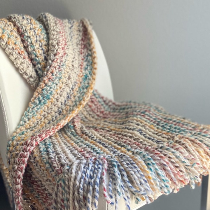 Fruity Pebbles Throw, Colorful Crochet Blanket, Double Sided Crochet Blanket