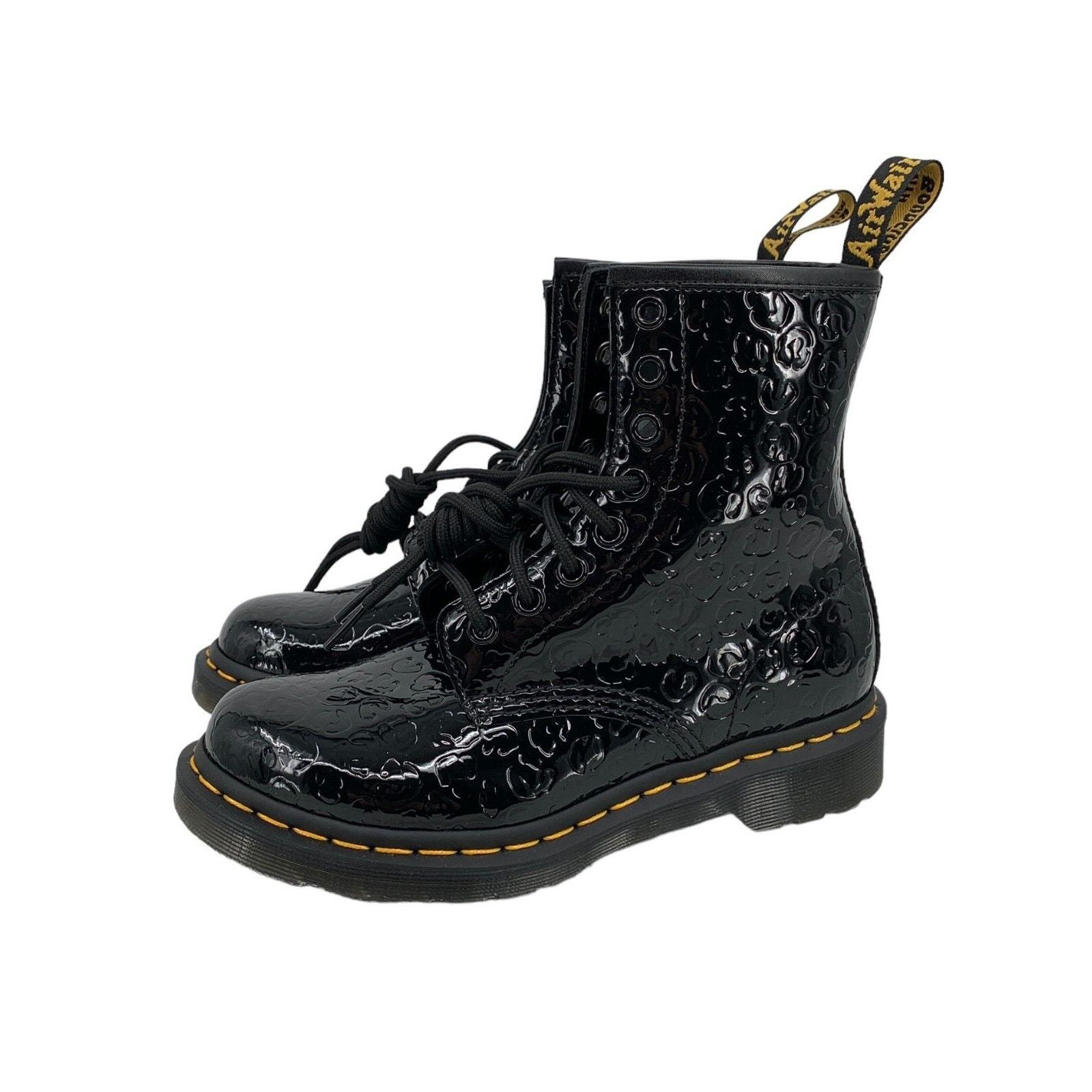 Dr. Martens Womens Leather Boots Patent Lamper Leopard Emboss Size 6 US