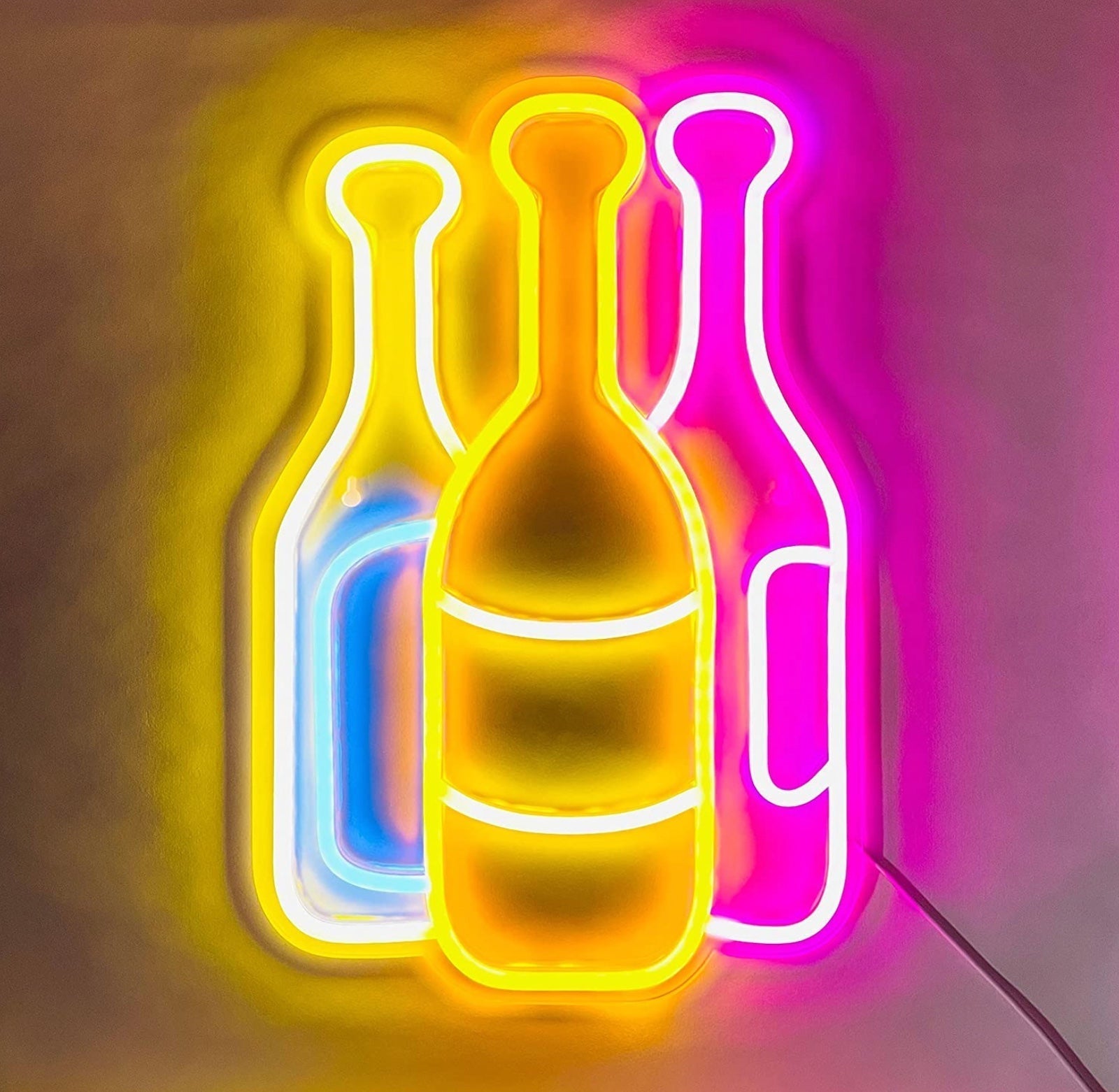 Fun Bright Rainbow Wine Bottles LED Night Light Bar Decor
