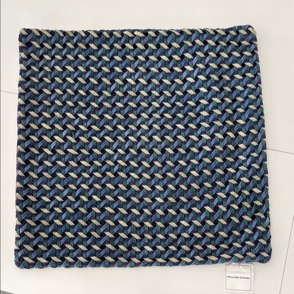 William Sonoma Leather Blue Snake Pillow Cover 20x20 inches Pinto NEW With TAG