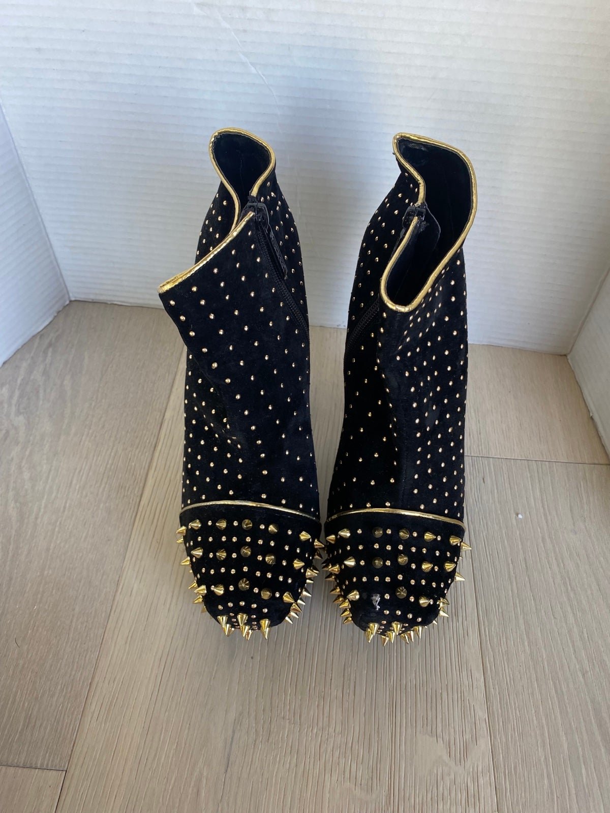 Black booties clearance with gold studs