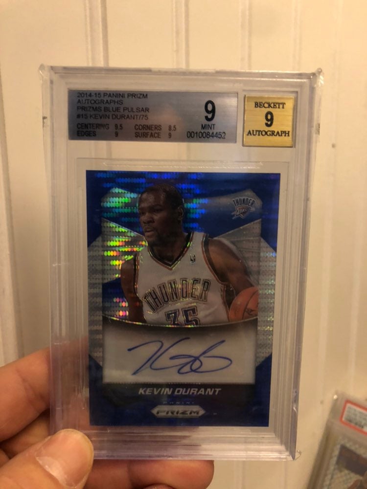 Kevin durant 2014-2015 prizm blue pulsar auto /75 BGS 9-RARE-!