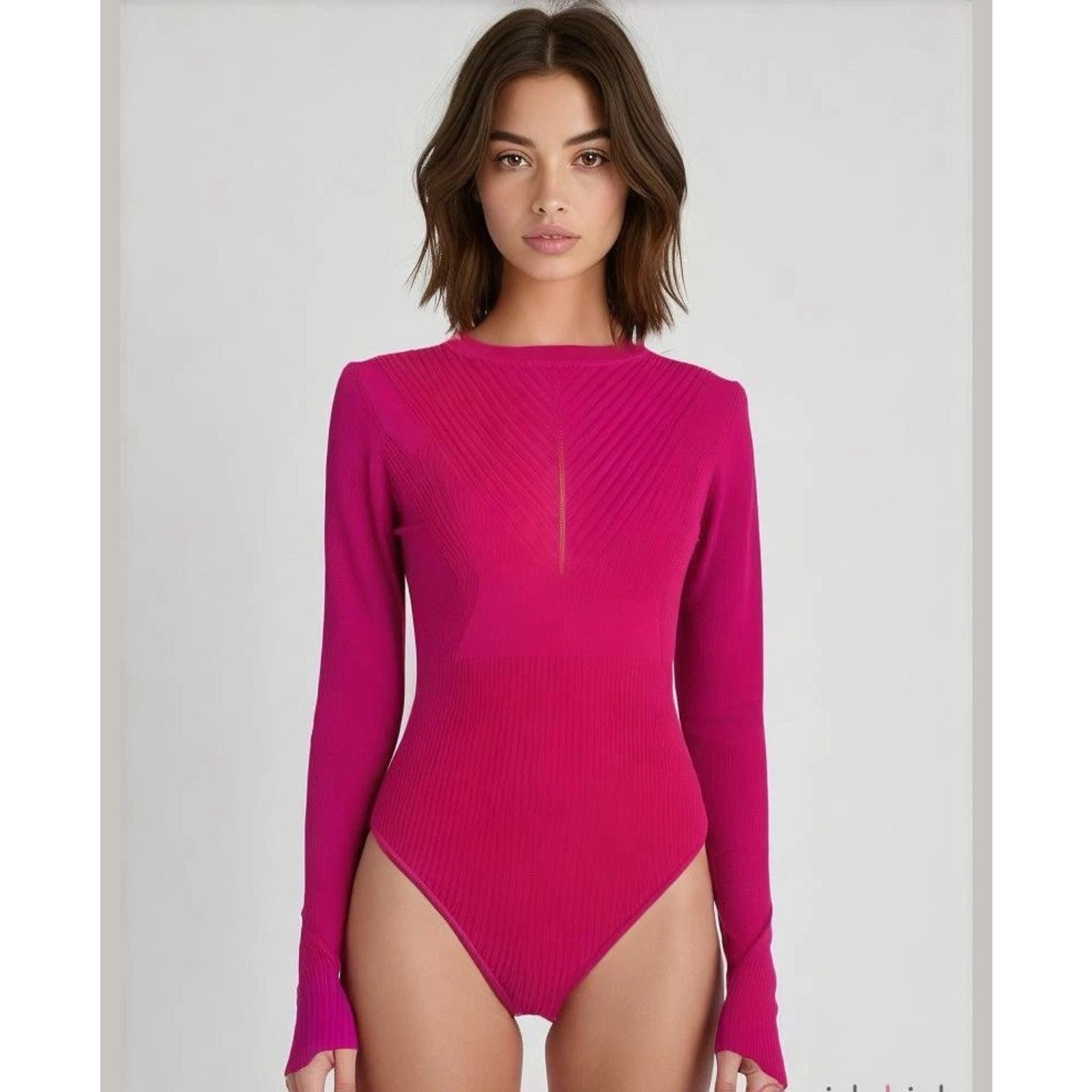 Steve Madden Magenta Ribbed Xandra Bodysuit | Medium