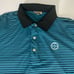Peter Millar summer comfort polo golf shirt XL men turquoise stripe black