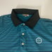 Peter Millar summer comfort polo golf shirt XL men turquoise stripe black