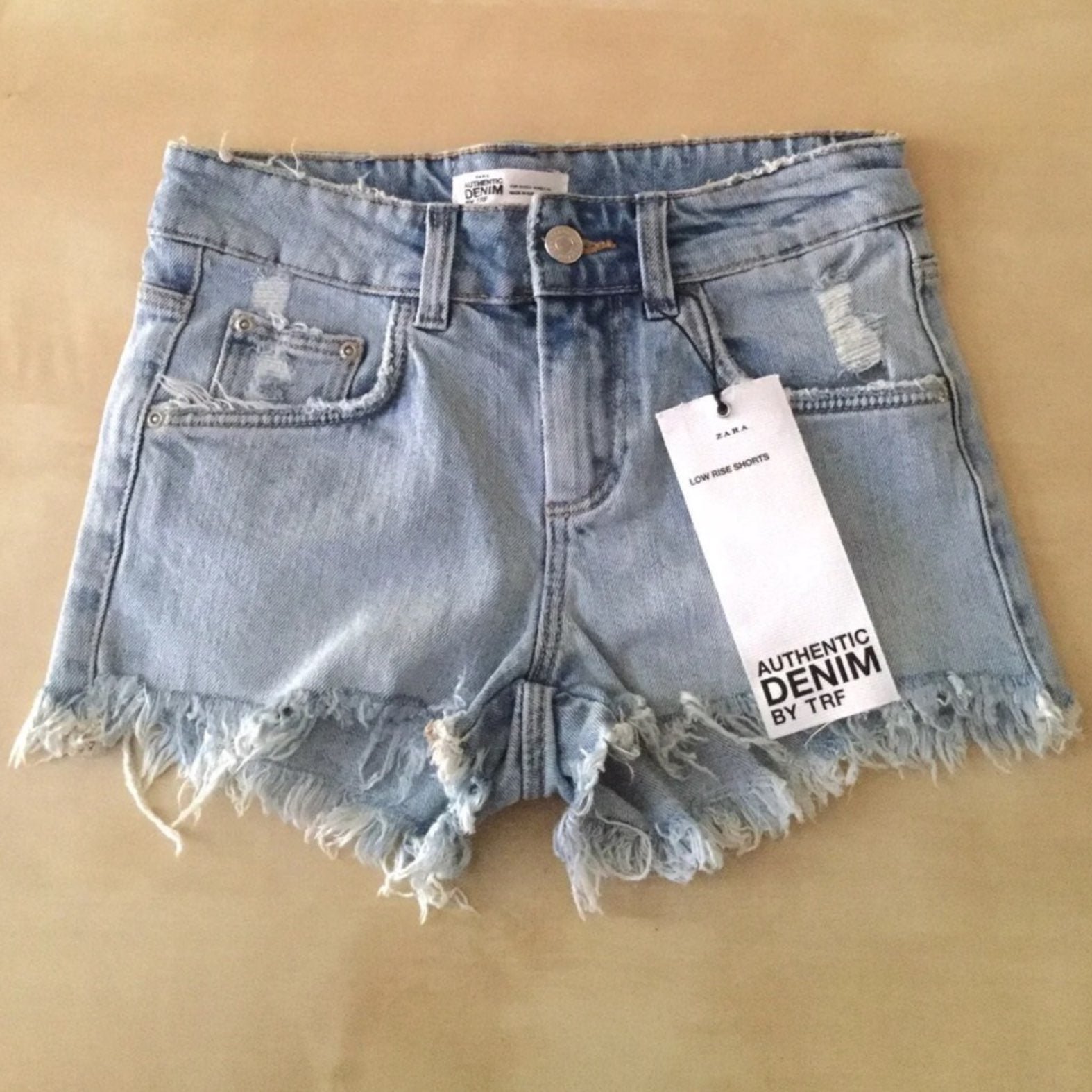 Zara Destroyed Denim Shorts
