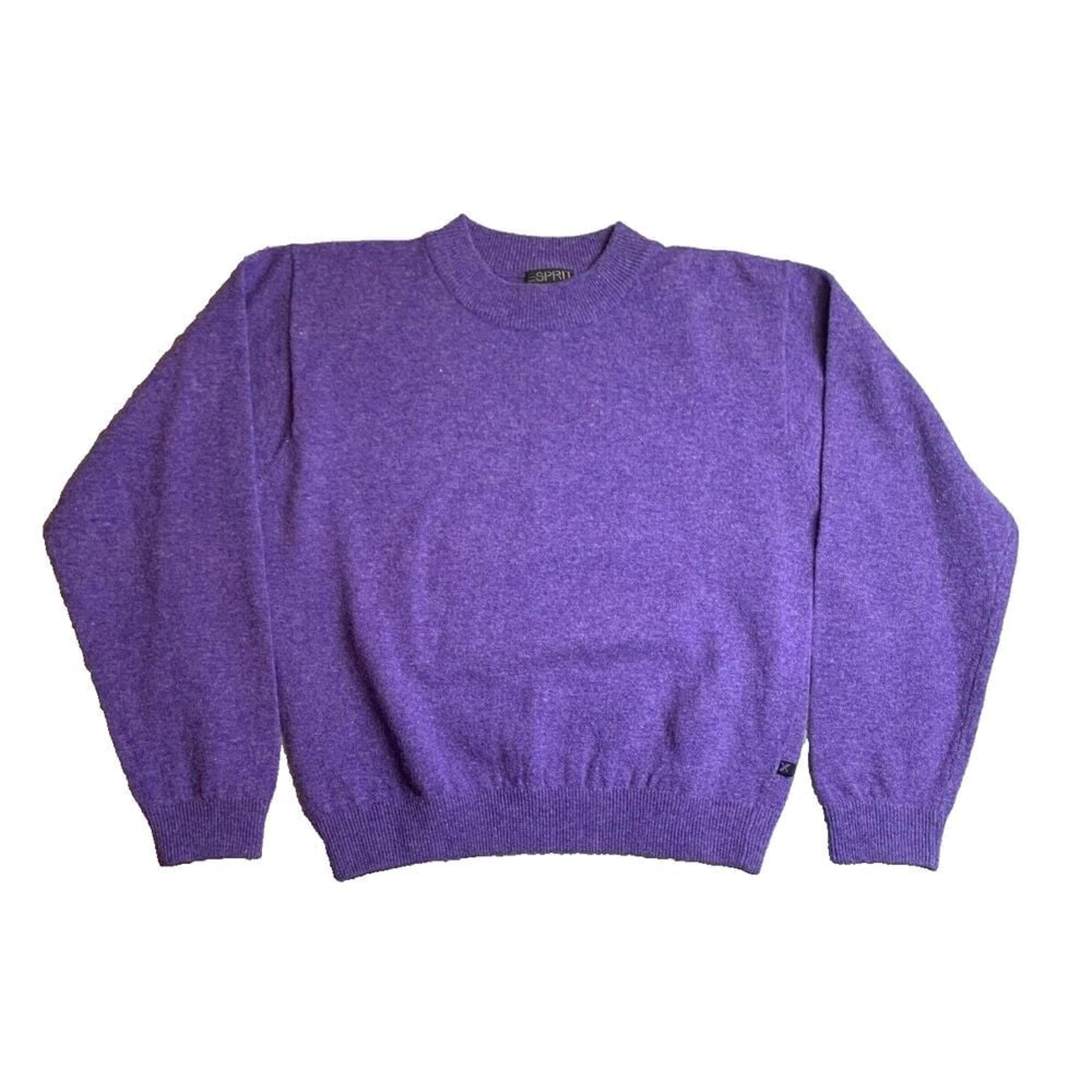 Esprit Basix Sweater Womens Small Purple Oversized Lambswool Nylon Pullover Lady