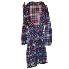 Pottery Barn Christmas Denver Plaid Robe Plush Pockets Red Green Adult Size L