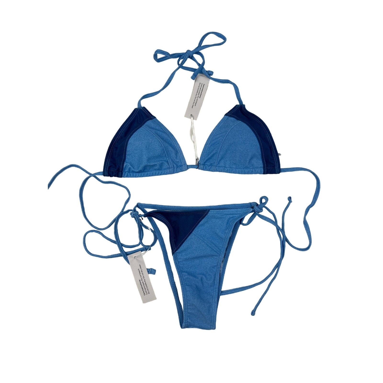 Ivy Swimwear - Zelda Two Tone Denim Effect Bikini Top & Bottoms in Blue