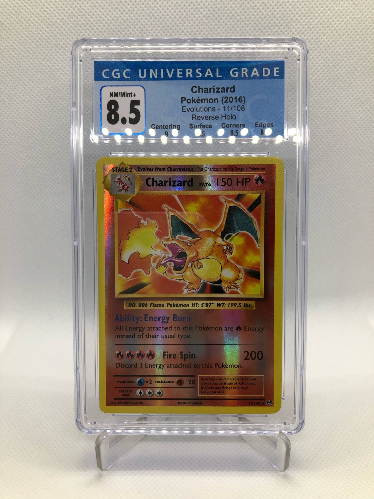 CGC 8.5 Pokemon - Charizard 11/108 Reverse Holo - XY Evolutions