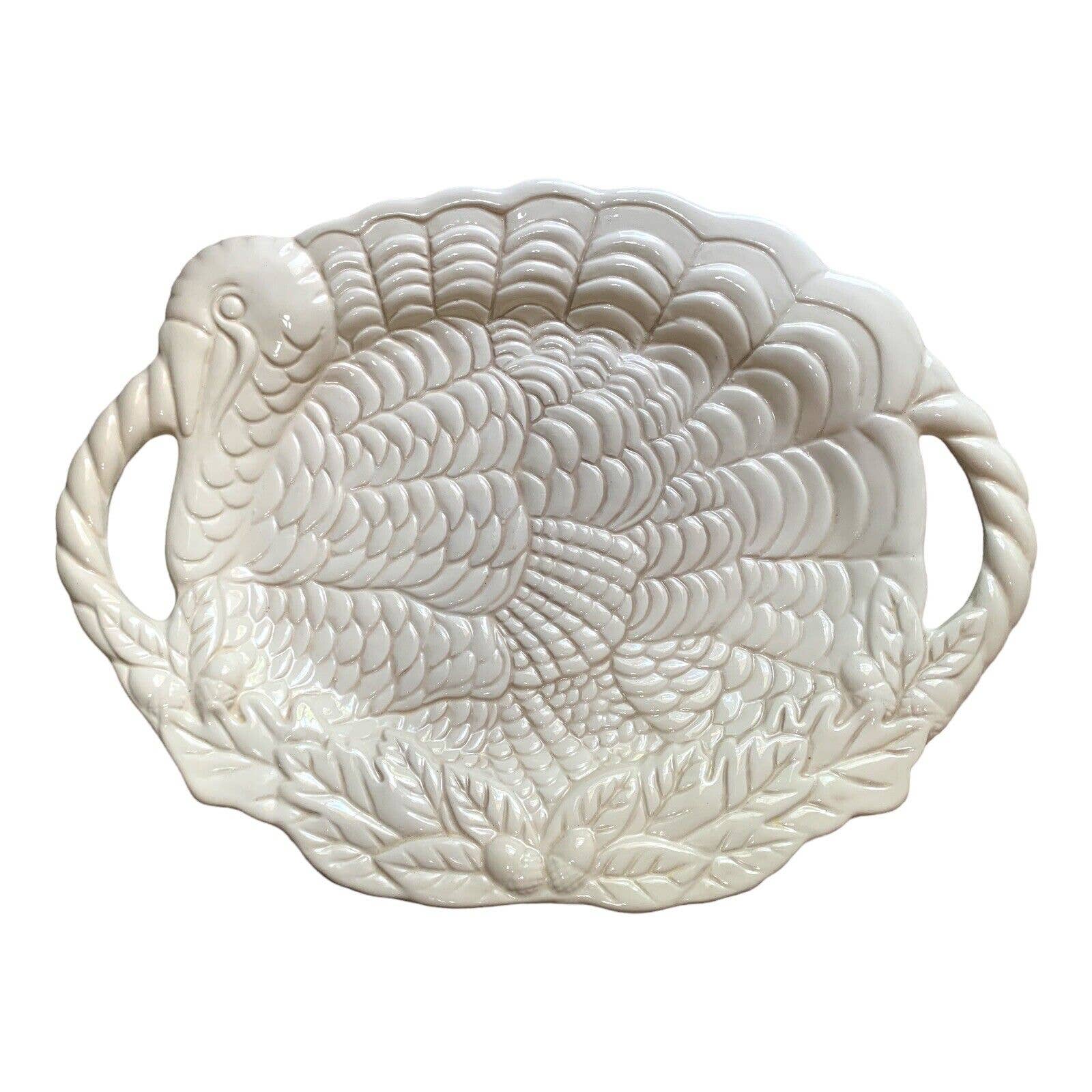 Vintage Gibson Bountiful Feast Ceramic Turkey Thanksgiving Serving Platter 21”