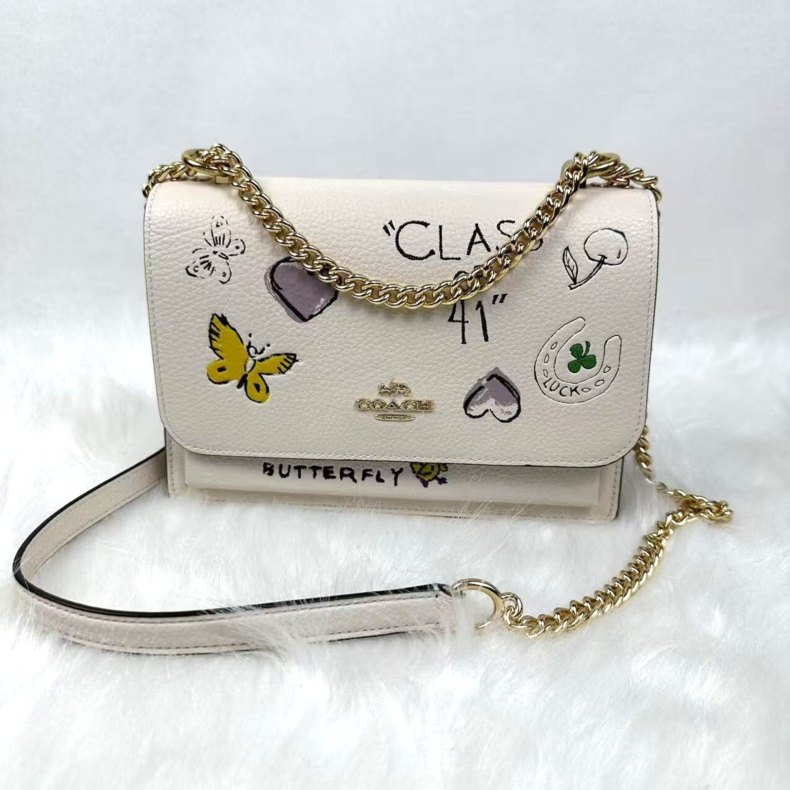 Coach Klare Crossbody Bag With Sketch Print In Chalk Multi Leather CAK15 NWT