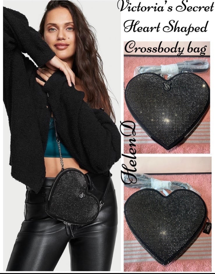 Victoria’s Secret BLING Rhinestones HEART SHAPE CROSSBODY BAG