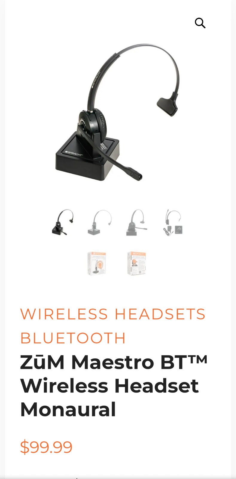 Spracht wireless Bluetooth headset