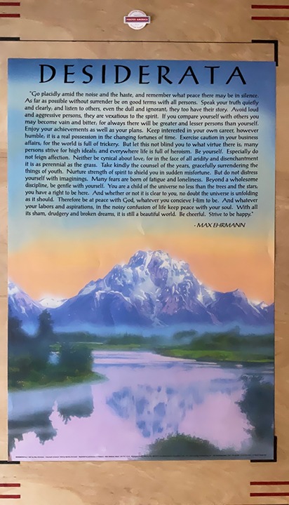 Desiderata Max Erhmann Go Placidly Quote 1992 Vintage Poster 23 x 35