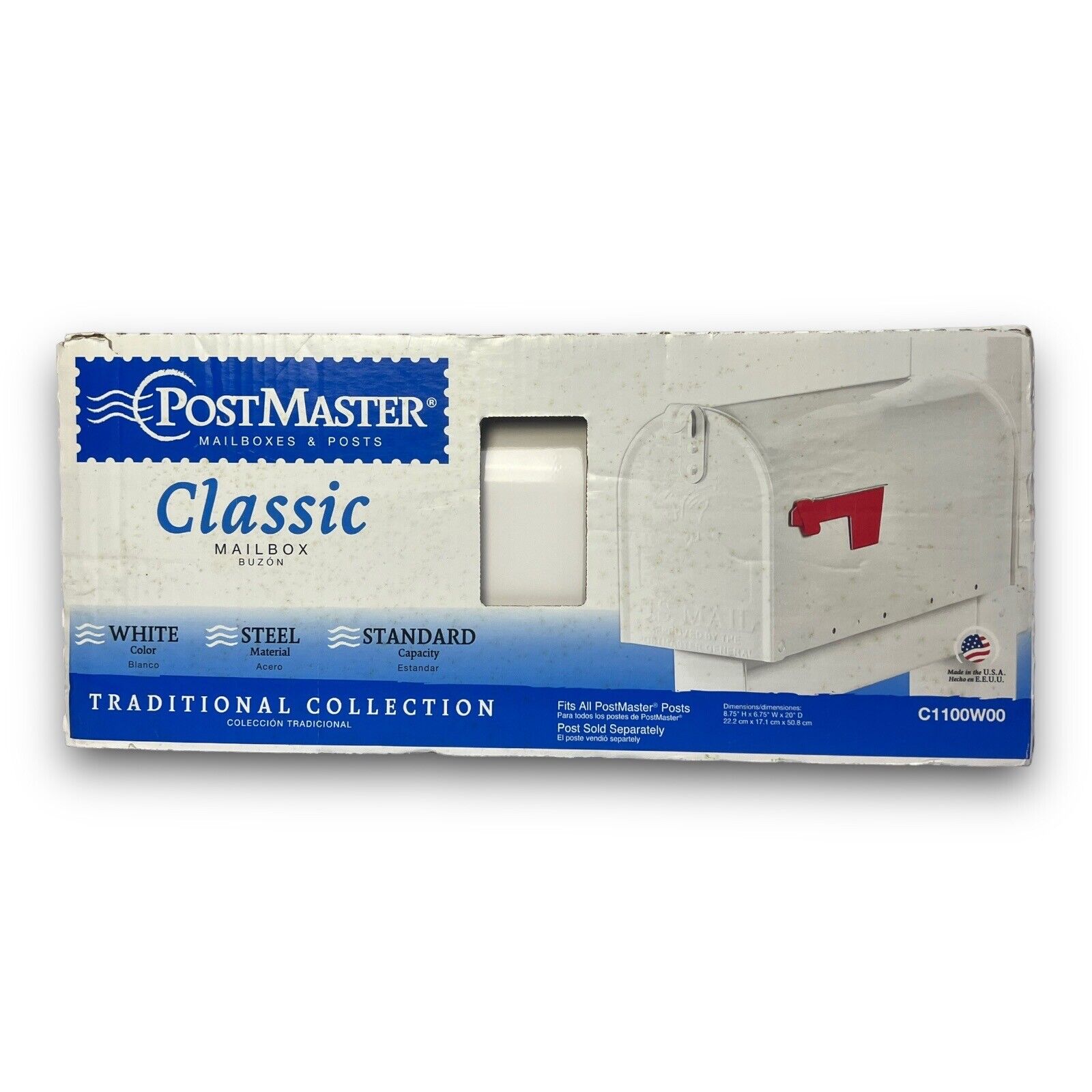 Post Master MailBox Roadside Classic White Standard Mailbox C1100W00