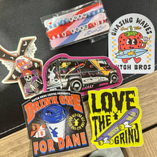 dutch bros bracelet and stickers