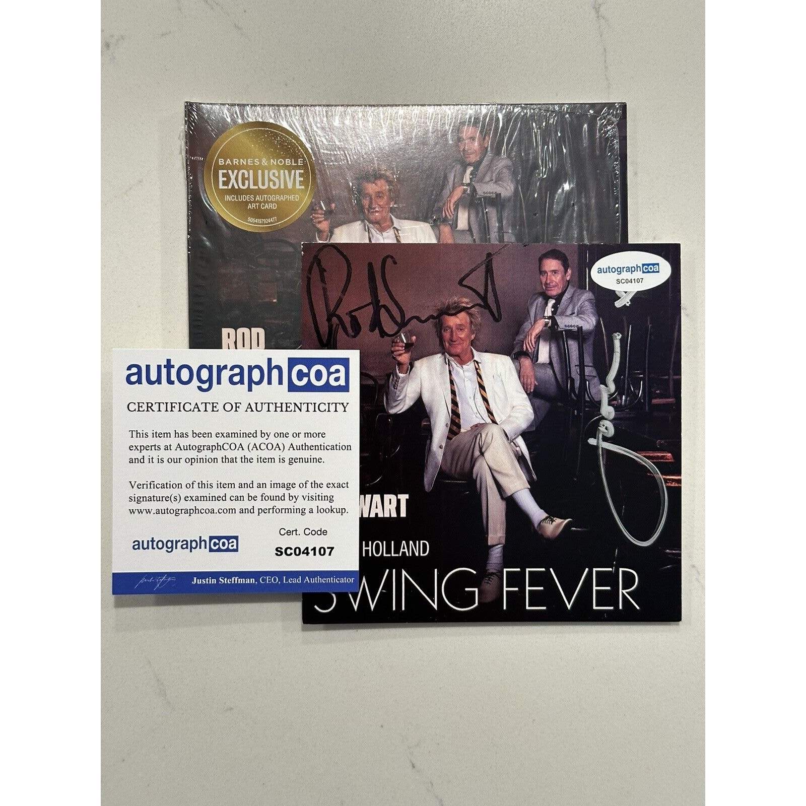 Rod Stewart & Jools Holland Double Signed COA ACOA Swing Fever CD AUTOGRAPHED #4
