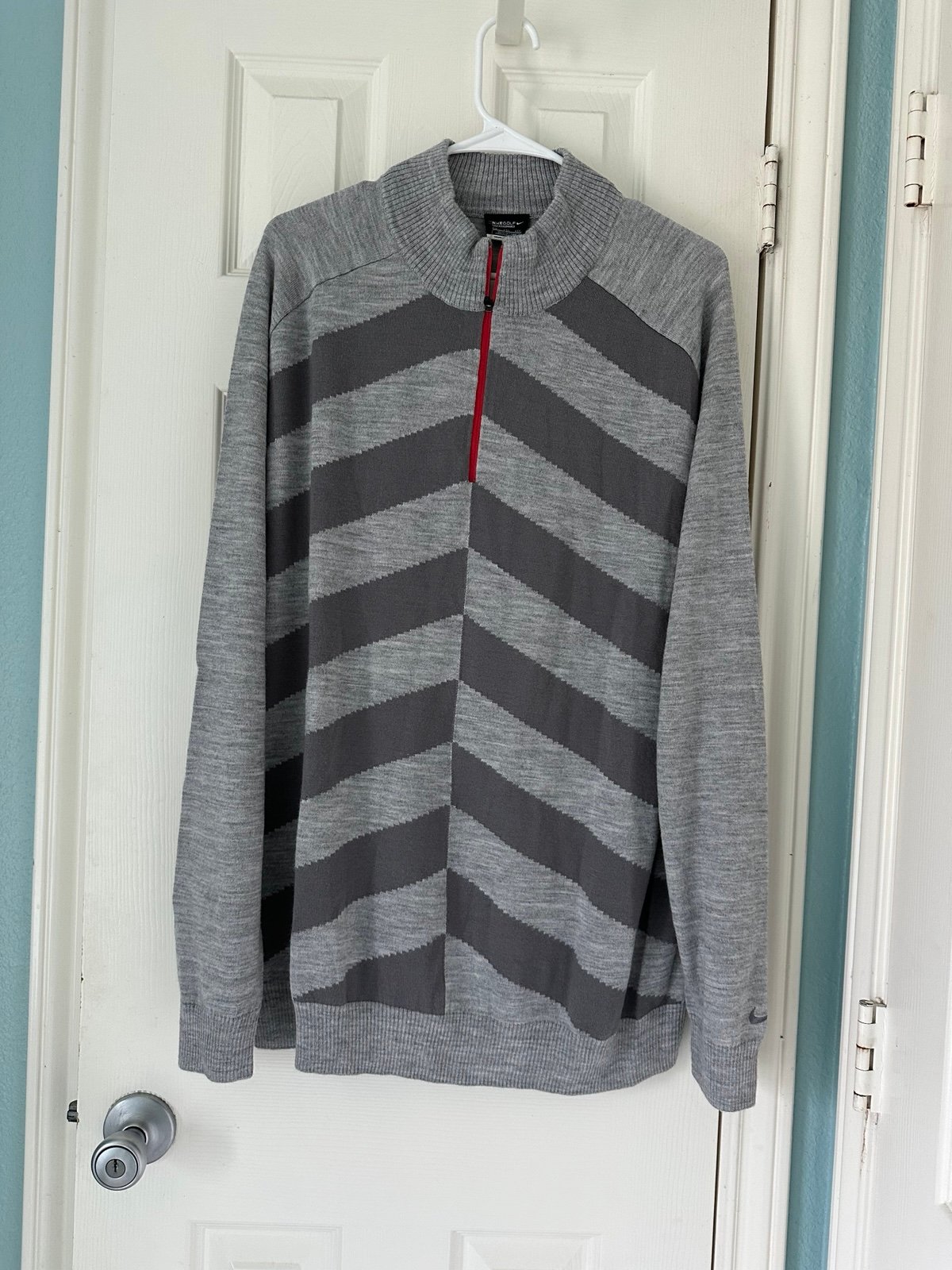Nike Golf Tour Performance Striped Merino Wool 1/4 Zip Sweater SZ XXL