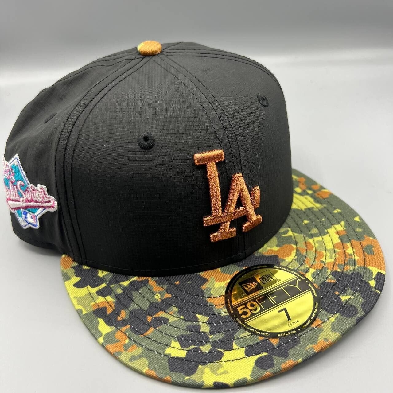 Los Angeles LA Dodgers Hat Men 7 Black Camo 59Fifty New Era Fitted Cap New