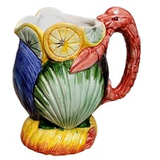 Bassano Ceramic Lobster Pitcher Made in Italy Pottery Hand Painted Shells Citrus