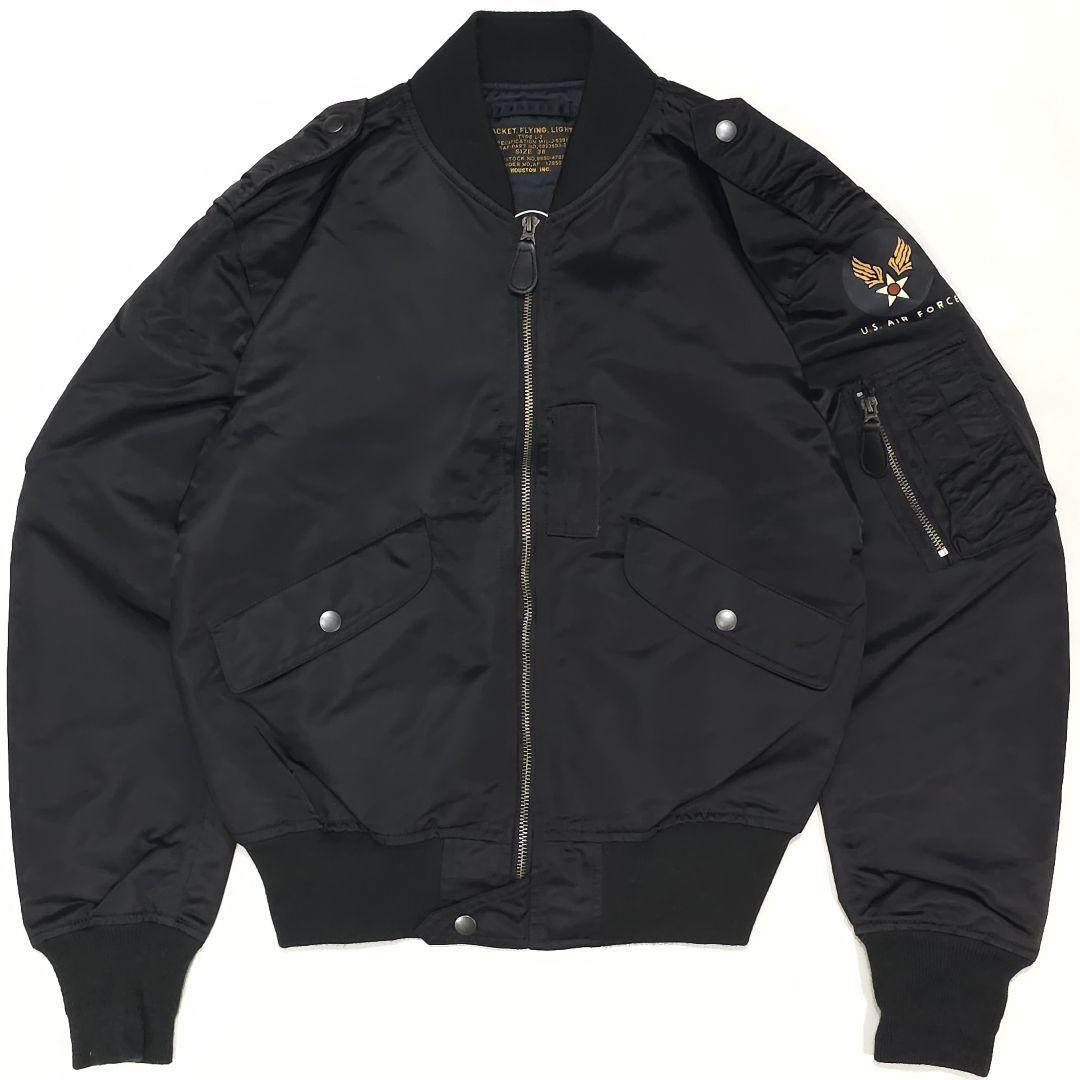 Houston L-2 Flight Jacket Military Bomber Black Made in Japan