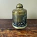 Vintage Solid Brass Tobacco Humidor Canister with lid Wild Big Game Rhino Lion