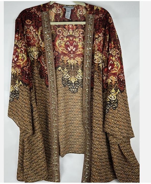 NWT Catherines Sheer Beaded Open Front Jacket Womens Plus 5X Cardigan Cover Up