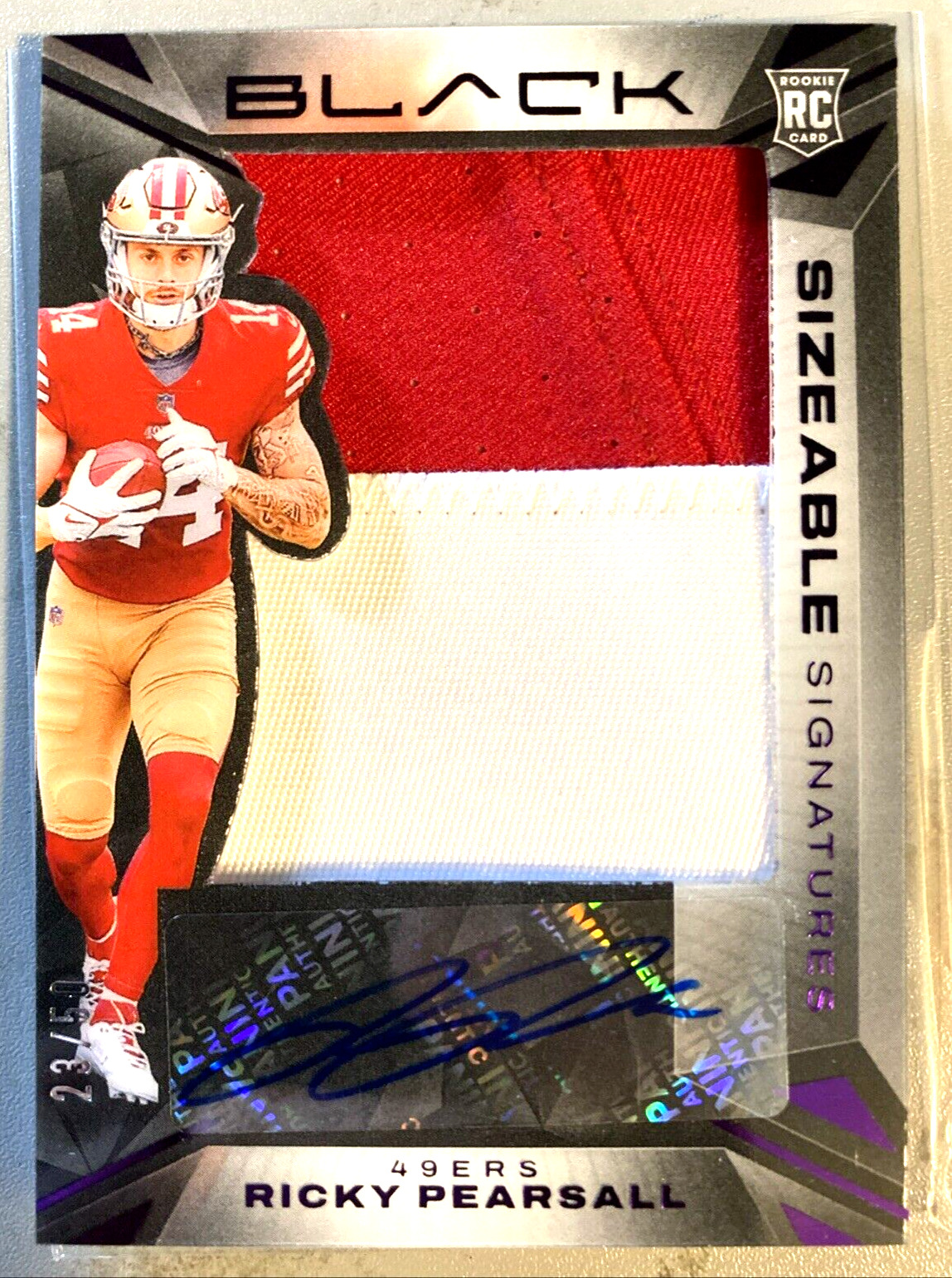 Ricky Pearsall 2024 Panini Black Football Sizeable Signatures Auto /50 49ers RPA
