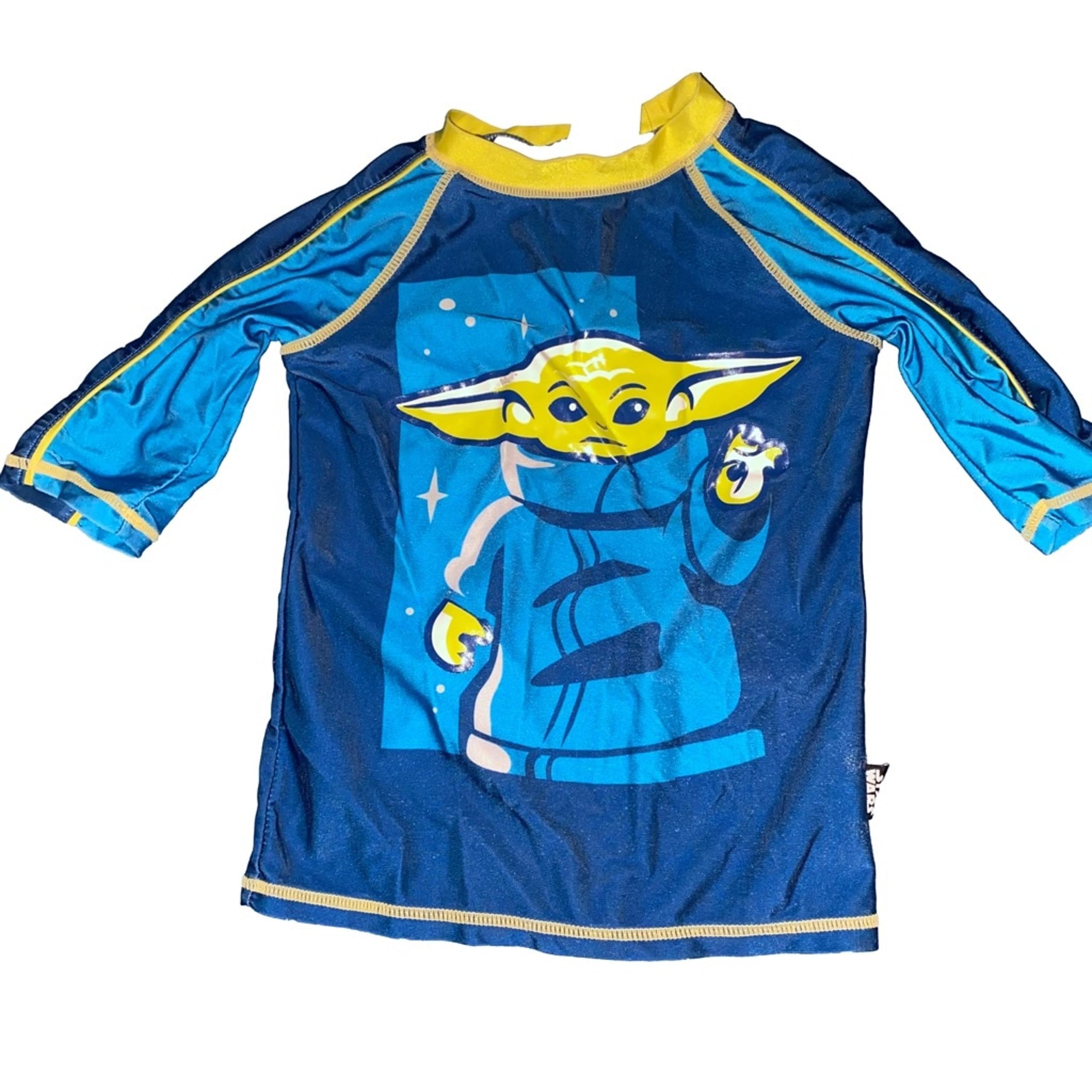 Boys Disney Star Wars Baby Yoda Rash Guard Size 5/6 Blue