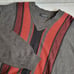 Cellinni Collezione Wool Blend Sweater Mens Size XL V Neck Stiched Knit Gray Red