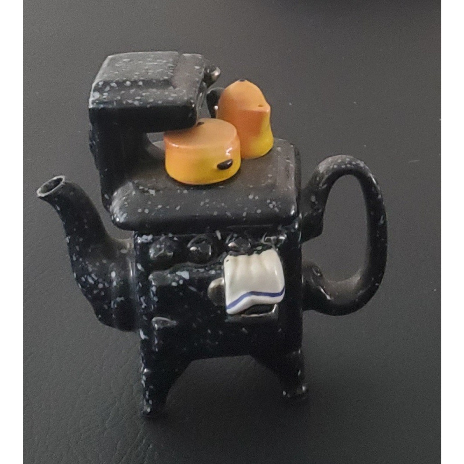 Vintage PAUL CARDEW Design 4 BLACK STOVE Mini Porcelain Ceramic Teapot ENGLAND