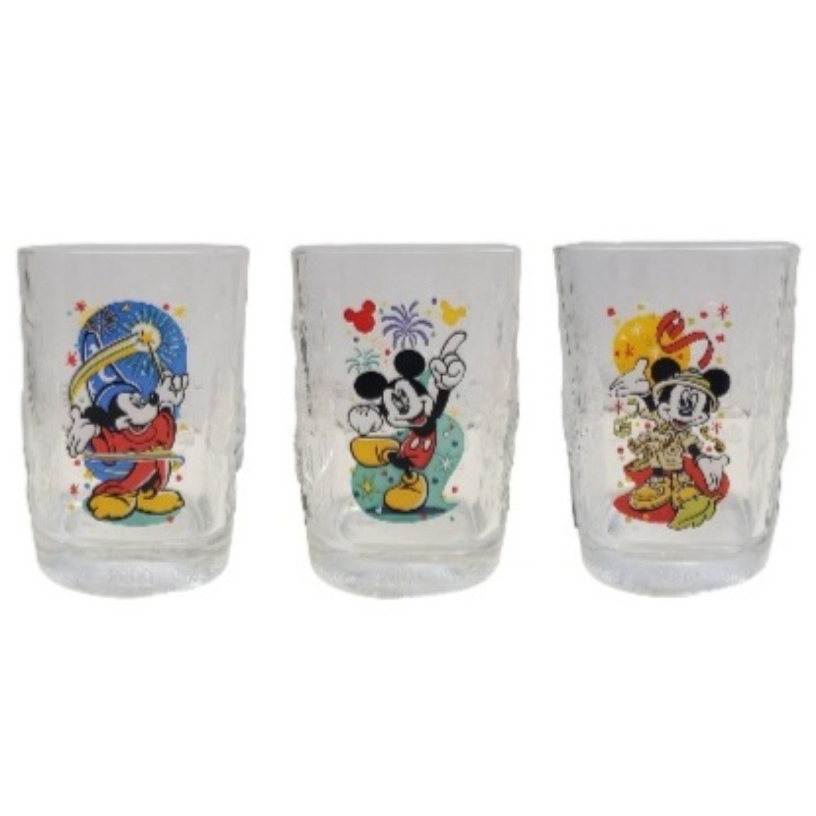 3 Walt Disney World Mickey Mouse Tumbler Glasses McDonalds 2000 Celebration