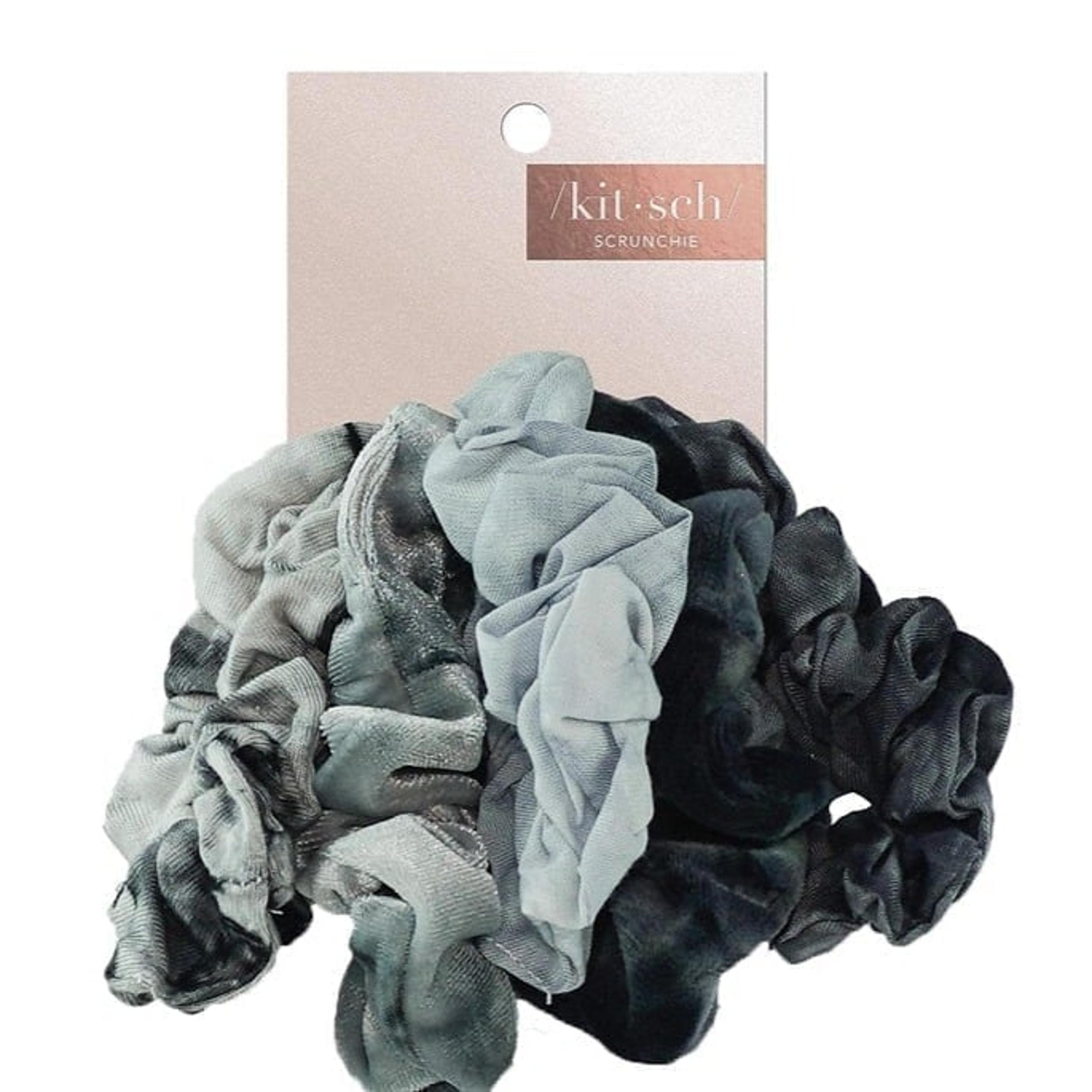 Kitsch Scrunchies for Hair 5 Pack Velvet Tie Dye Color Slate