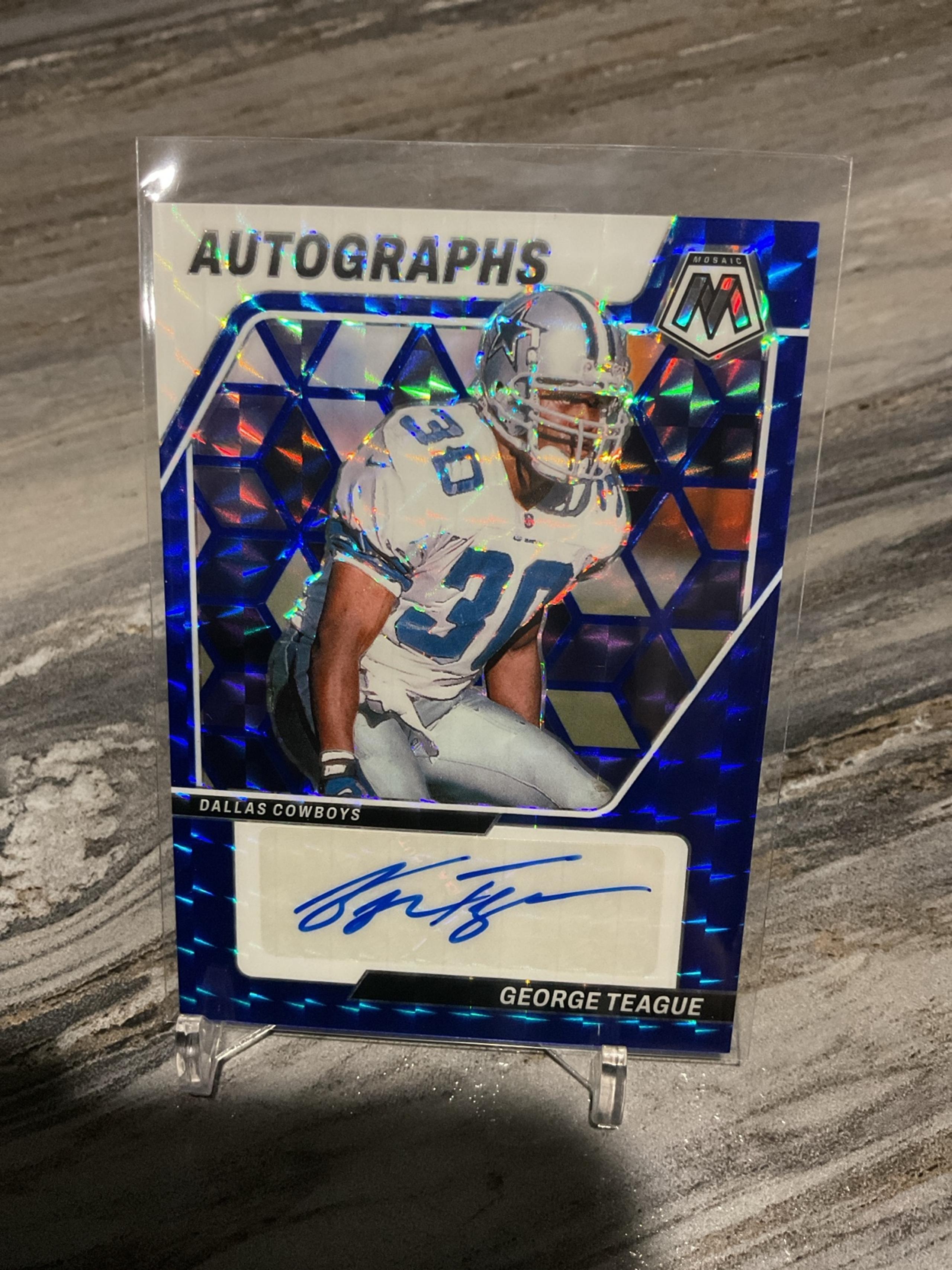 George Teague Mosaic Prizm Blue Autograph Card 18/99