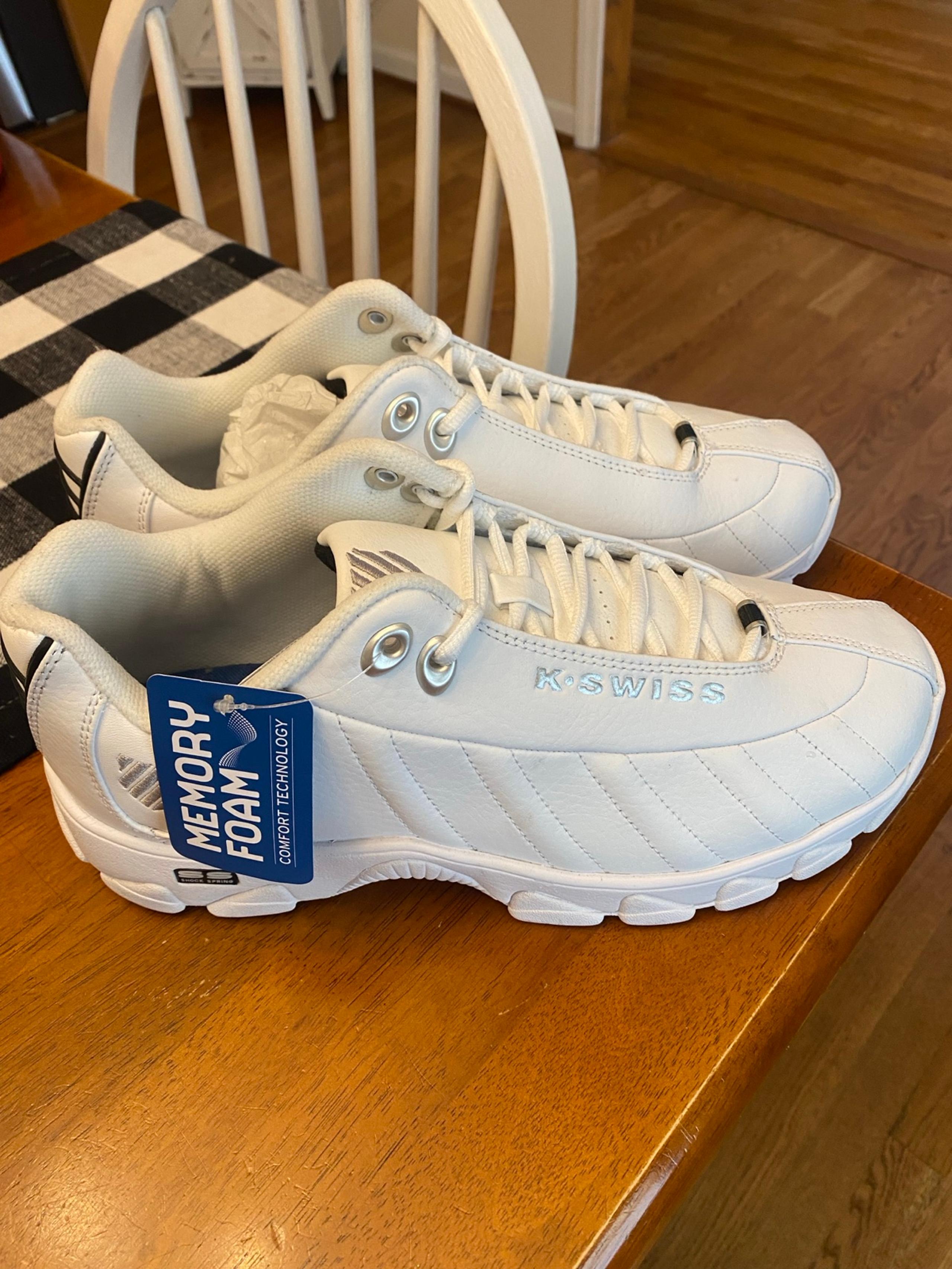 Men’s K Swiss White Black Silver Mens Memory Foam Shoes new