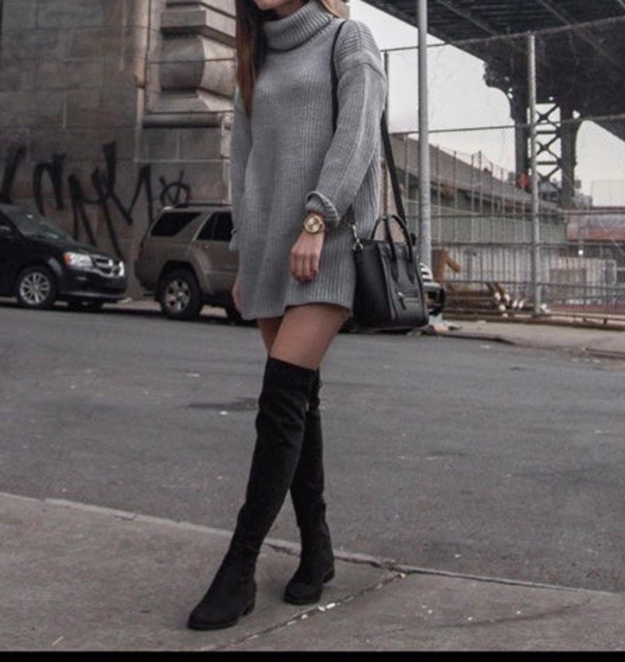 Boohoo thick gray turtleneck knitted dress