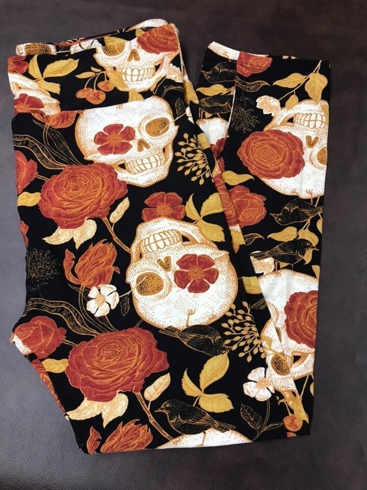 Halloween TC2 Lularoe Skulls Roses Unicorn LLR 18-22 Plus Leggings New