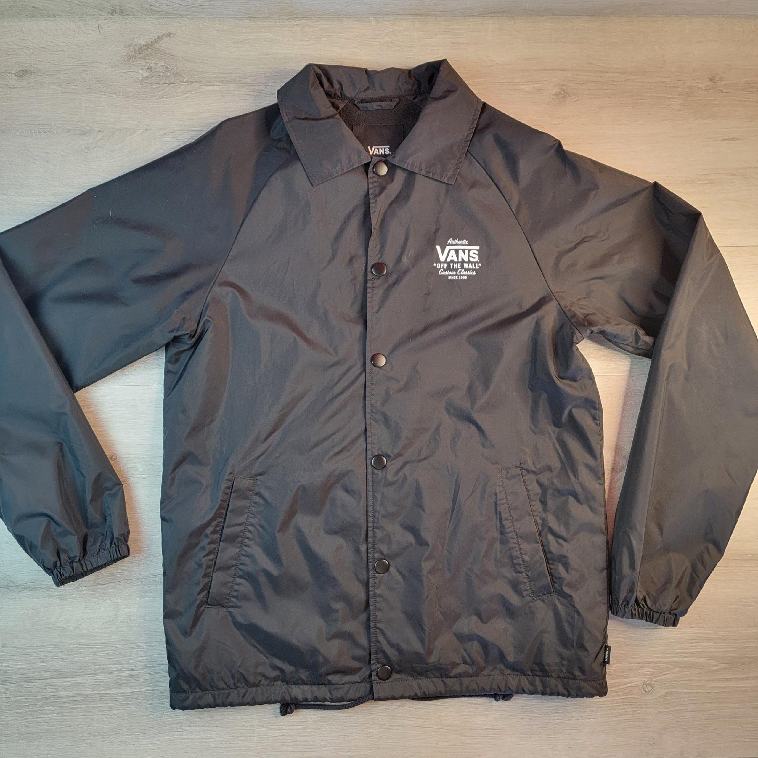 Vans Off the Wall Logo Mens Womens Small Windbreaker Jacket Snap Front Brown