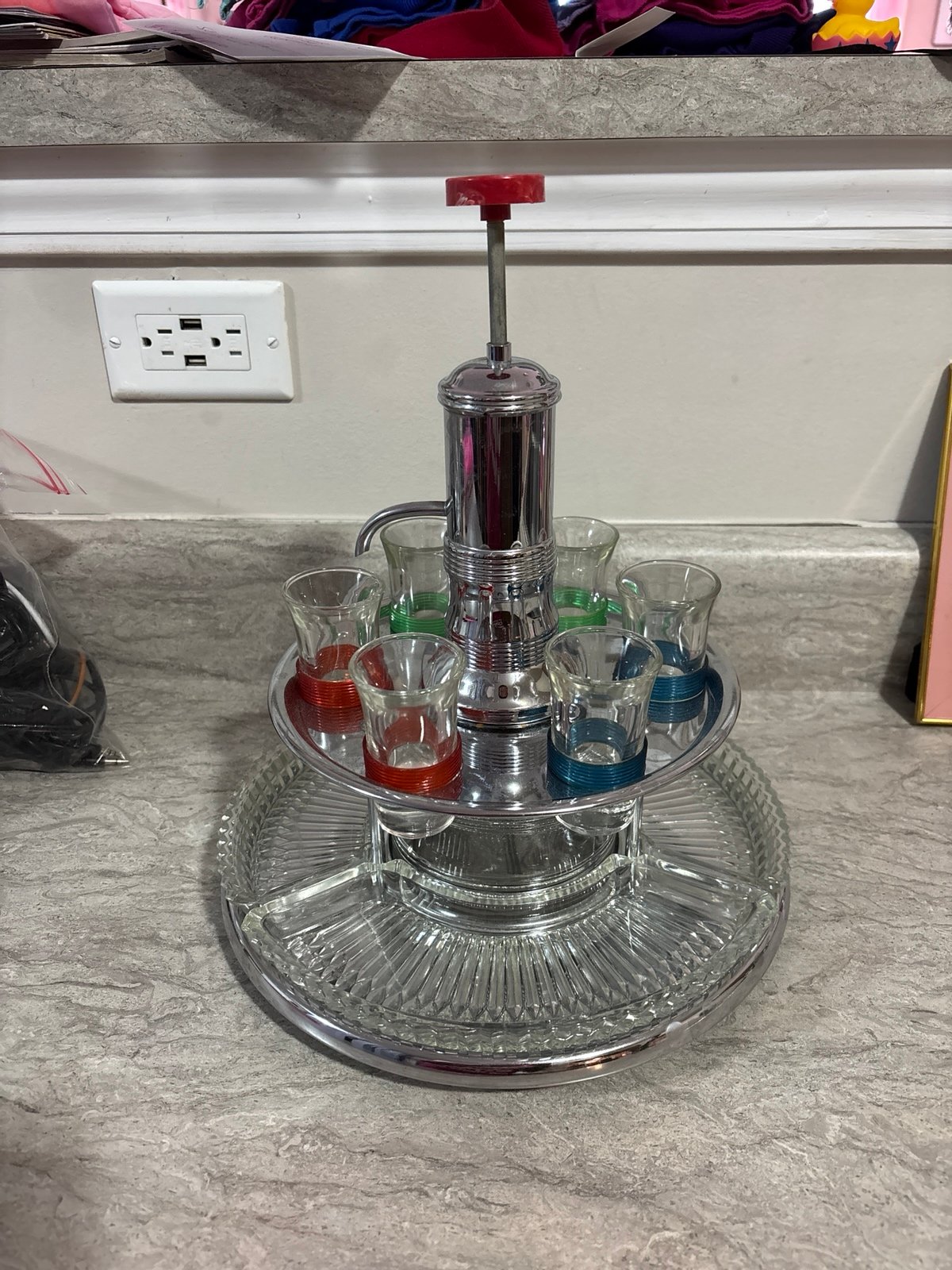 Vintage shot glass dispenser