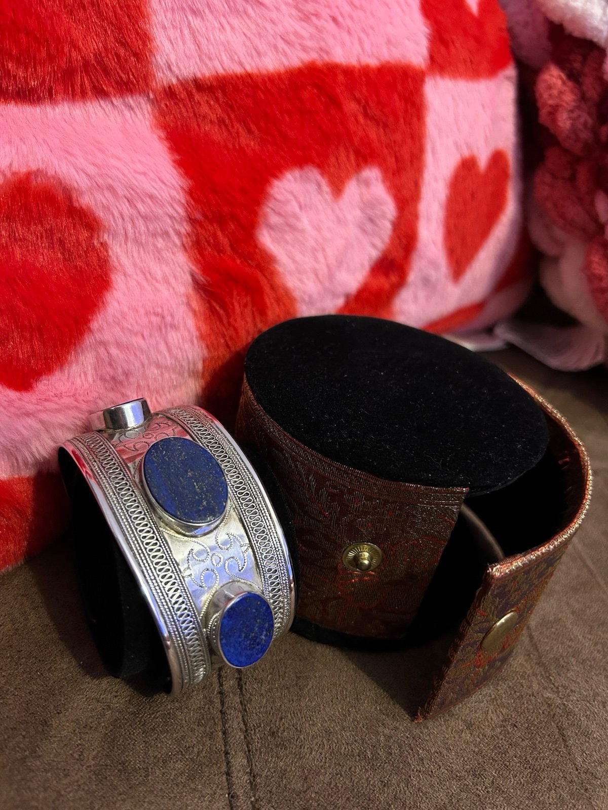 Vintage Lapis Lazuli Bali Design Cuff Bracelet Handmade Artisan Sterling Silver