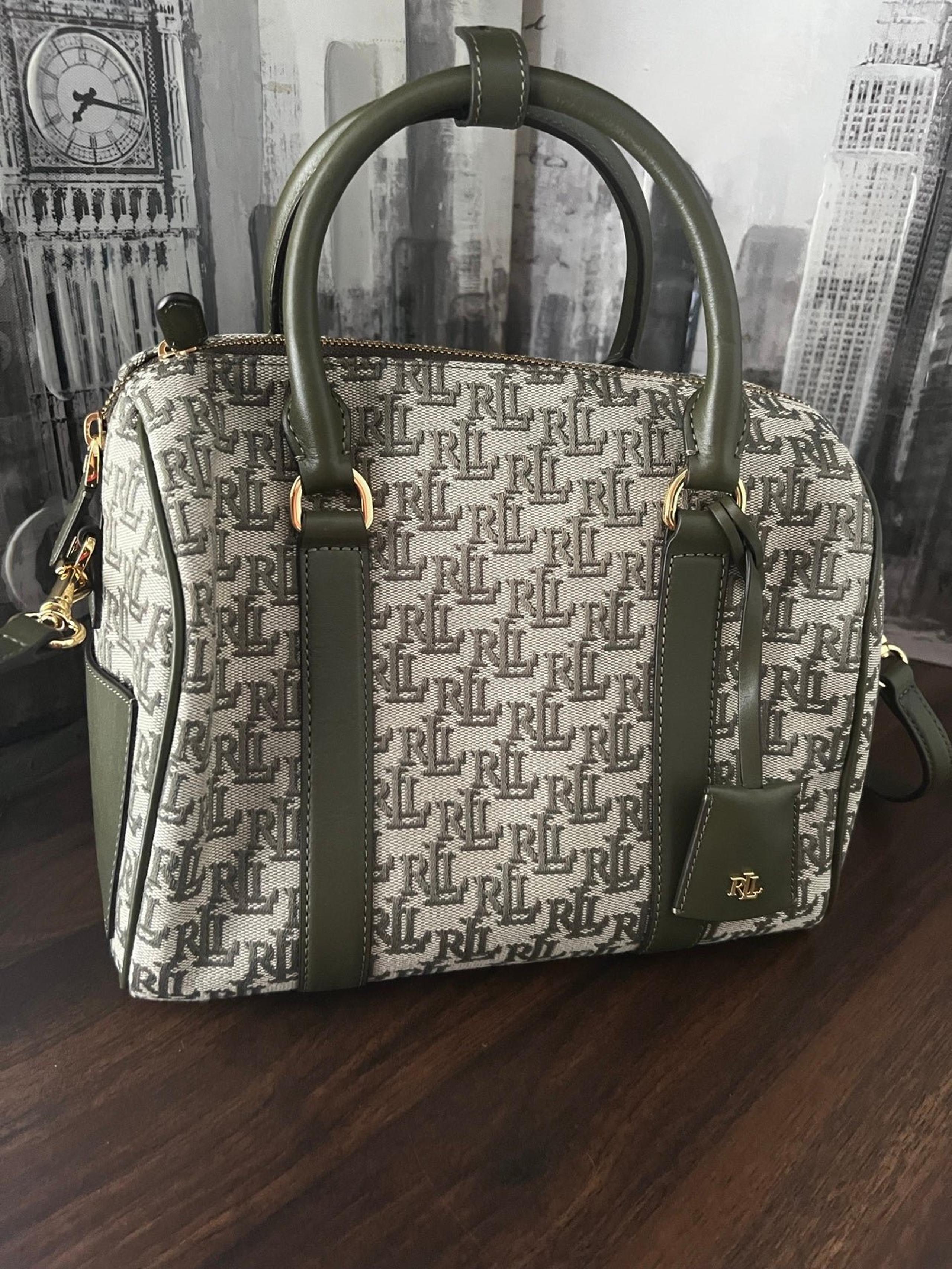 Brand New! Ralph Lauren Monogram Jacquard Medium Kaden Satchel