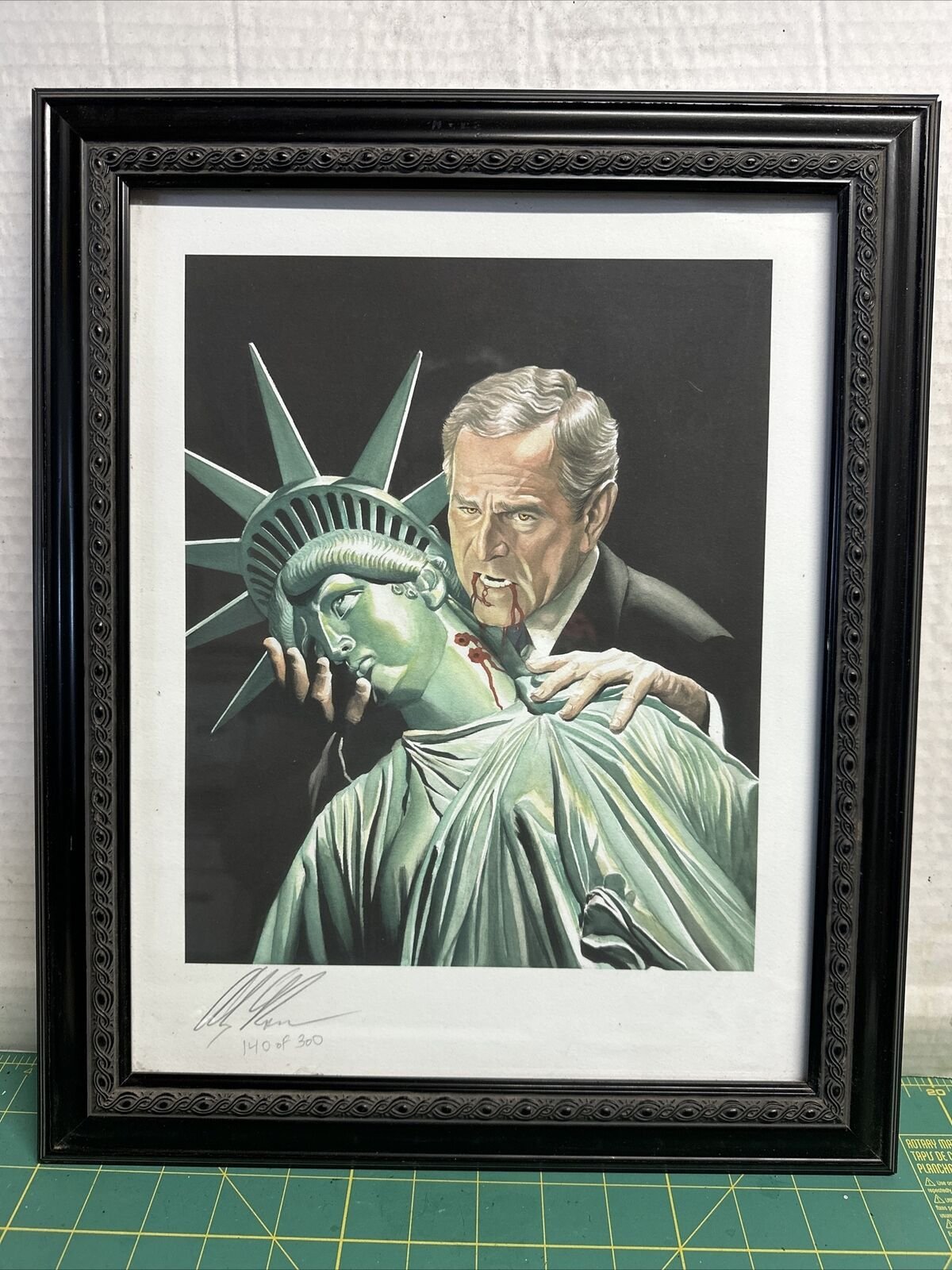 Alex Ross Signed & Numbered Print Vampire George Bush/ Statue Of Liberty. Rare