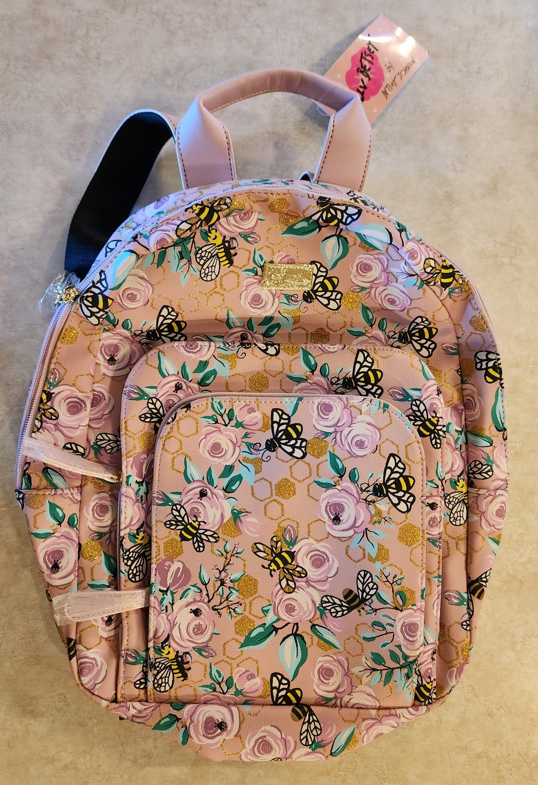 Betsey Johnson bumblebee with flowers backpack L1